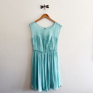Boden NWT Turquoise Accordion Pleat Chiffon Eva Summer Dress size 6